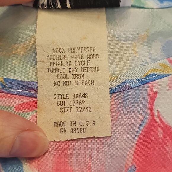 CALIFORNIA CONNECTION Vtg Satin Floral Cottagecore Blouse Sz 24 Whimsical Fairy - Picture 5 of 5